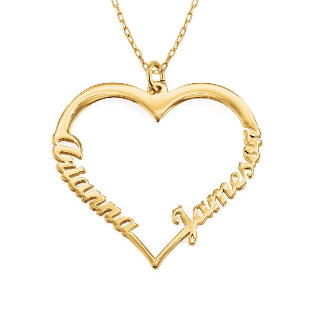 Contur Heart Pendant Necklace with Two Names in 10k Gold