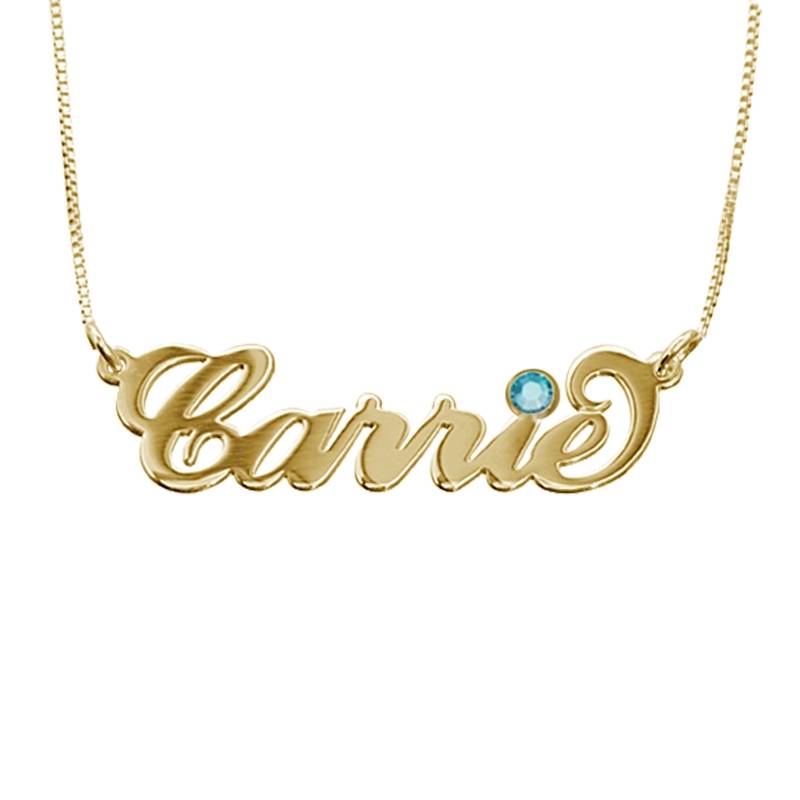 18K Gold-Plated Silver Name Necklace with Birthstone
