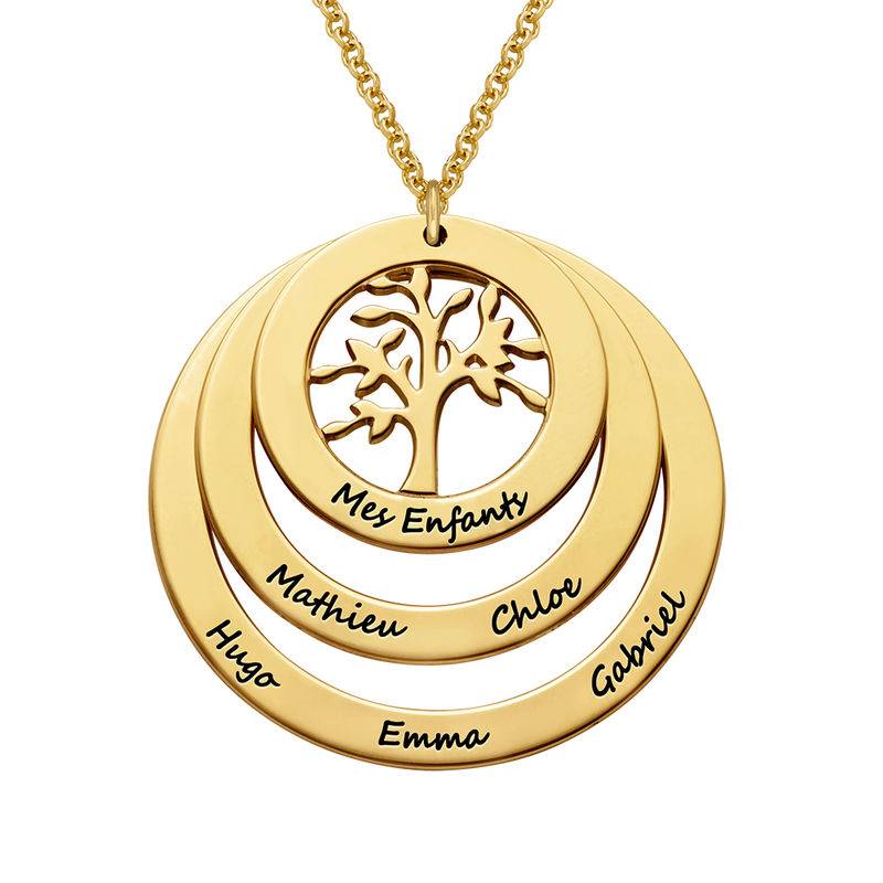 18k Gold Vermeil Family Circle Necklace with Hanging Family Tree