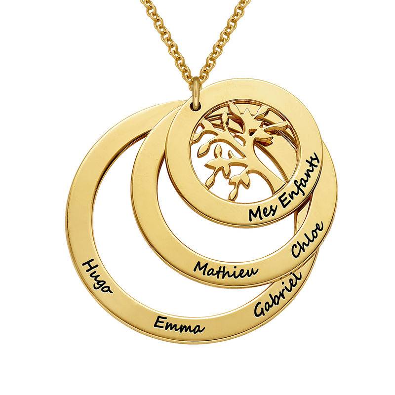 18k Gold Vermeil Family Circle Necklace with Hanging Family Tree