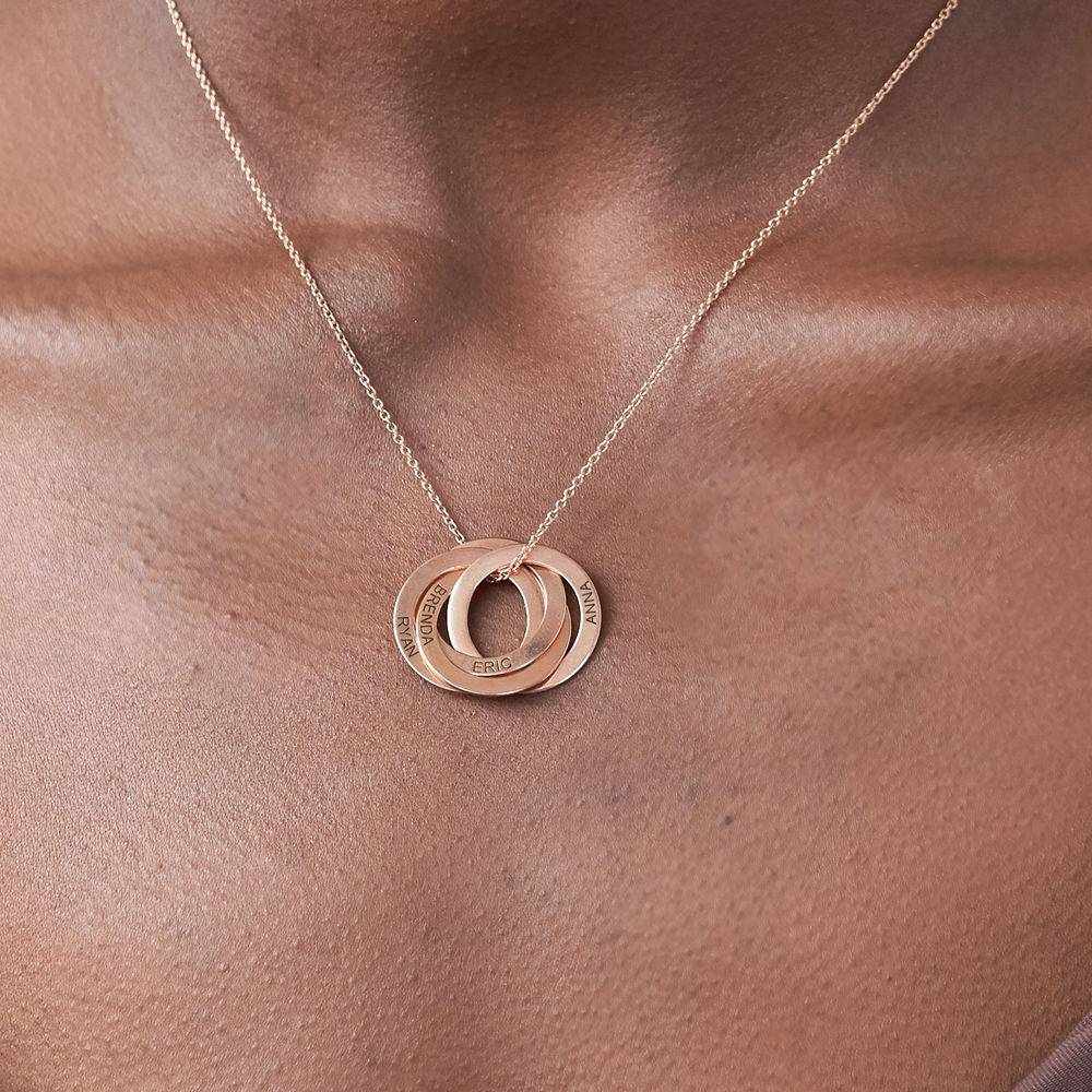 4 Russian Rings Necklace in Rose Gold Plating