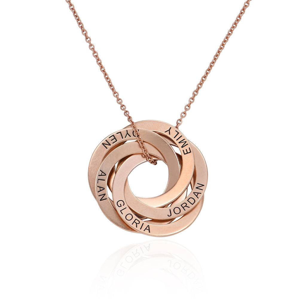 5 Russian Rings Necklace in Rose Gold Plating