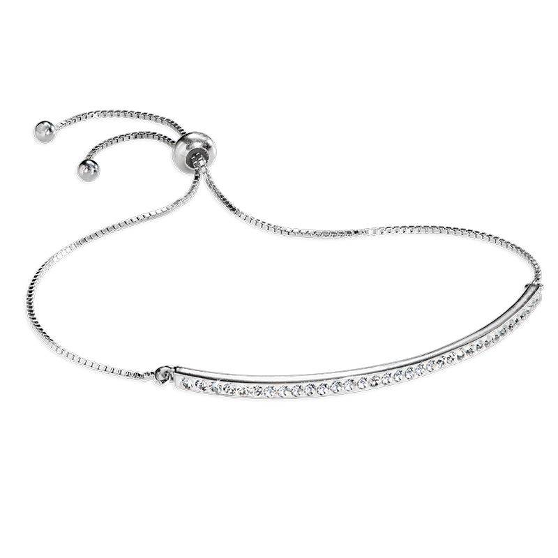 Adjustable Bar Bracelet with Cubic Zirconia