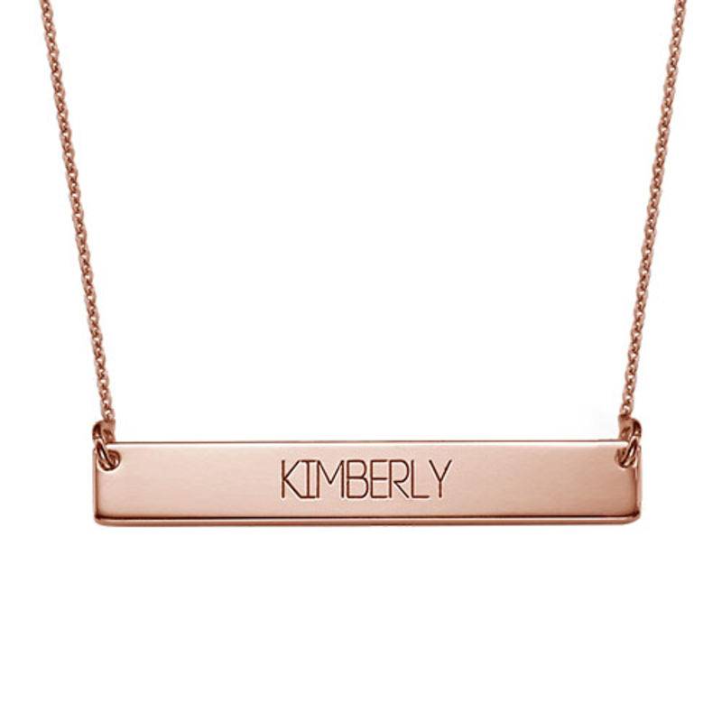 All Capitals Bar Necklace in Rose Gold Plating