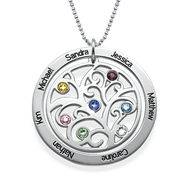 Birthstone Heart Necklace with Engraved Names