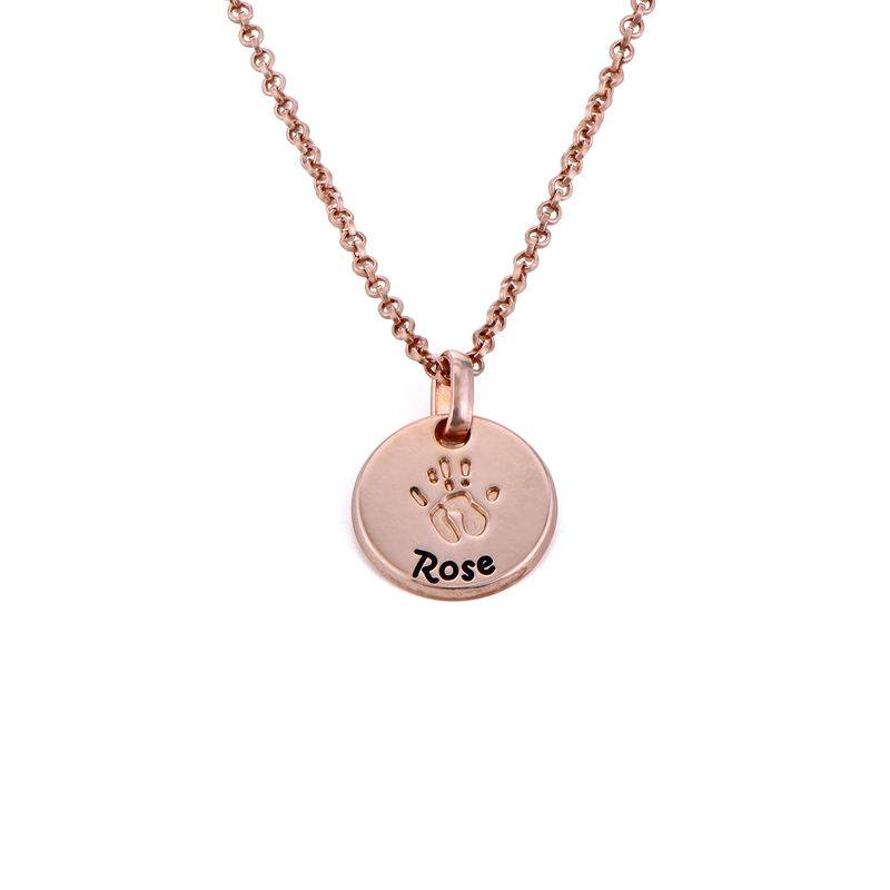 Baby Hand Engraved Charm Necklace in Rose Gold Plating