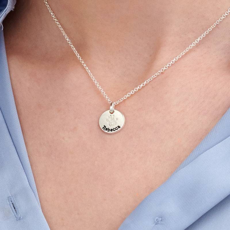 Baby Hand Engraved Charm Necklace in Sterling Silver