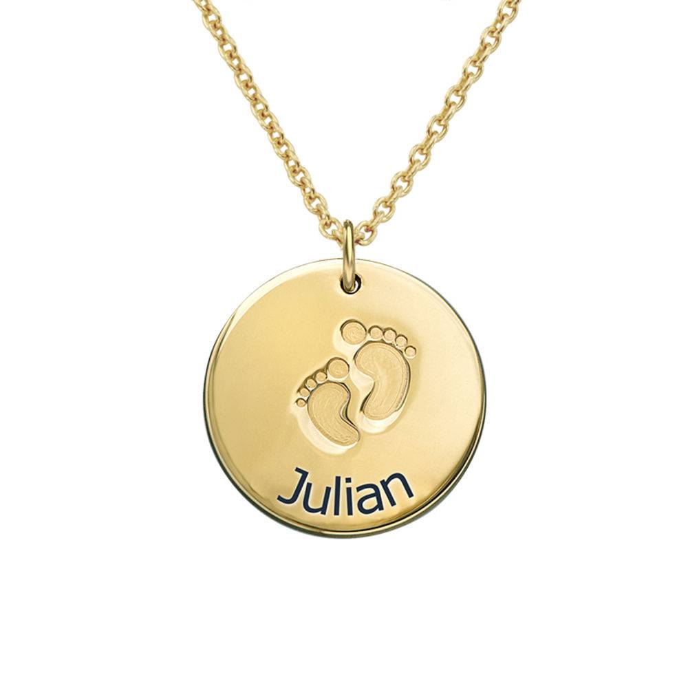 Baby Name Necklace with Footprints - Gold Plated