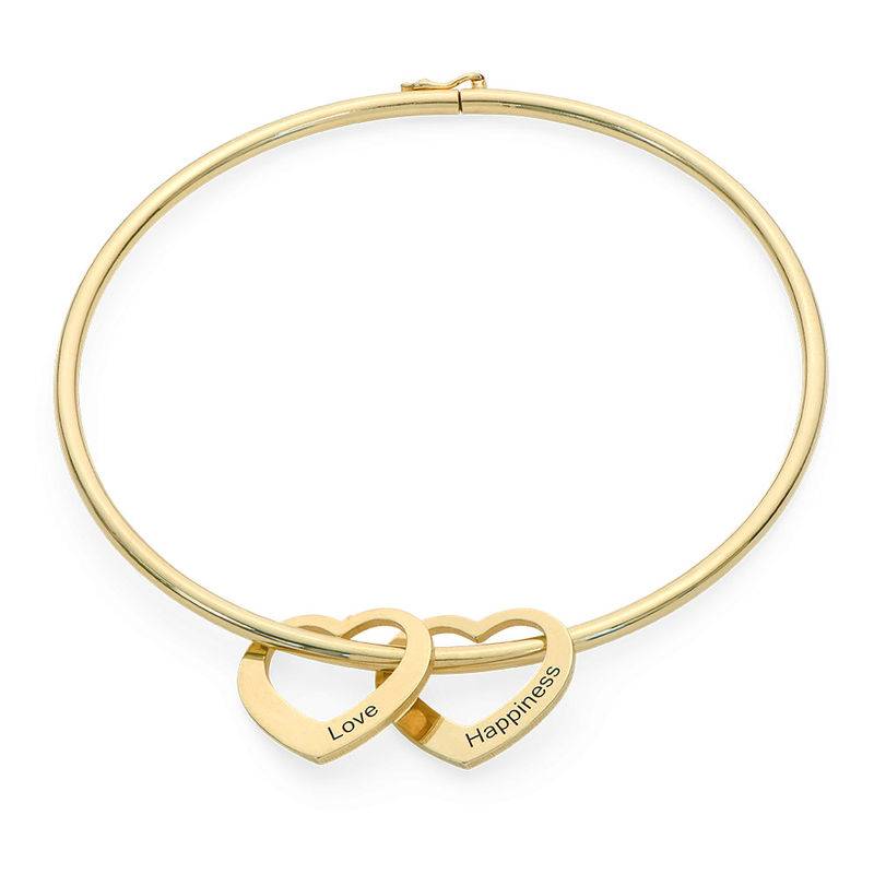 Chelsea Bangle with Heart Pendants in 18k Gold Plating