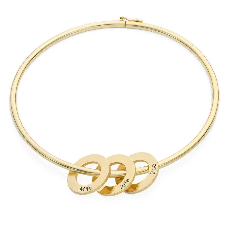 Bangle Bracelet with Round Shape Pendants in Gold Plating