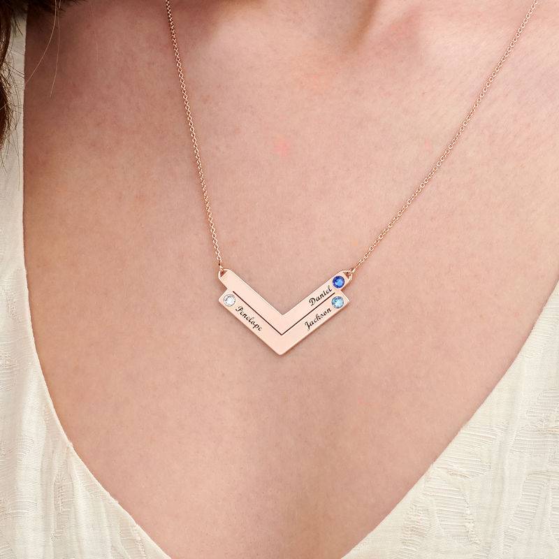 Birthstone Personalized Family Necklace in Rose Gold Plating