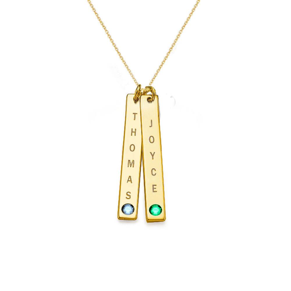 Birthstone Vertical Bar Necklace For Mothers in 18k Gold Vermeil