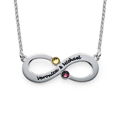 Couples Infinity Necklace with Birthstones