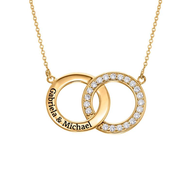 Cubic Zirconia Interlocking Circle Necklaces in Gold Plating