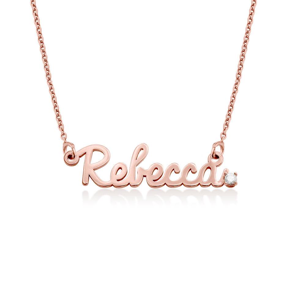 Cursive Name Necklace in Rose Gold Plating with Diamond