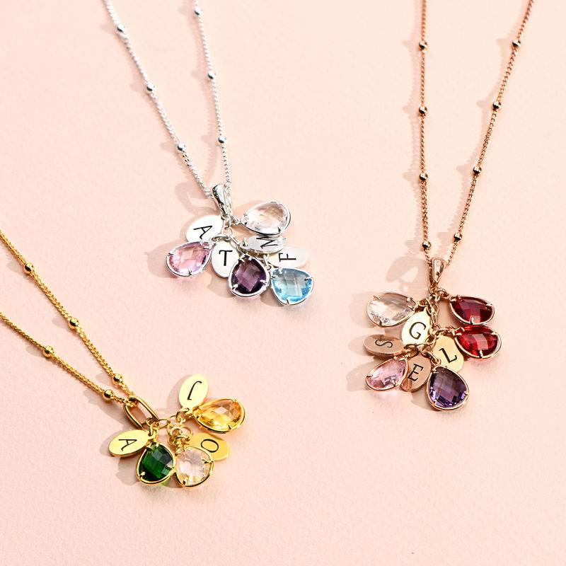 Custom Birthstone Drop Necklace for Mom in Rose Gold Plating