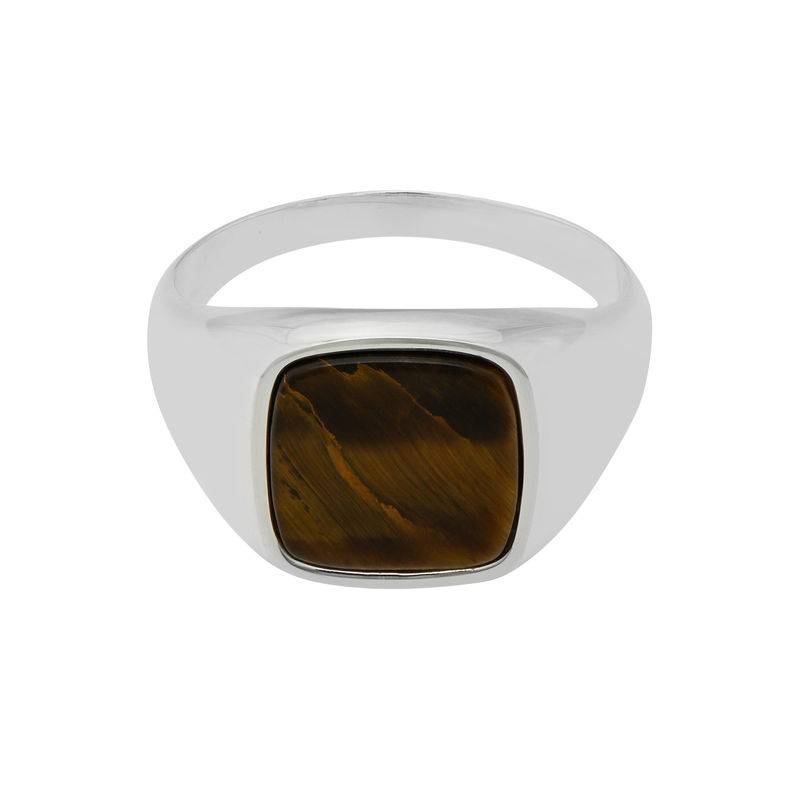 Custom Tiger Eye Signet Ring in Sterling Silver for Men