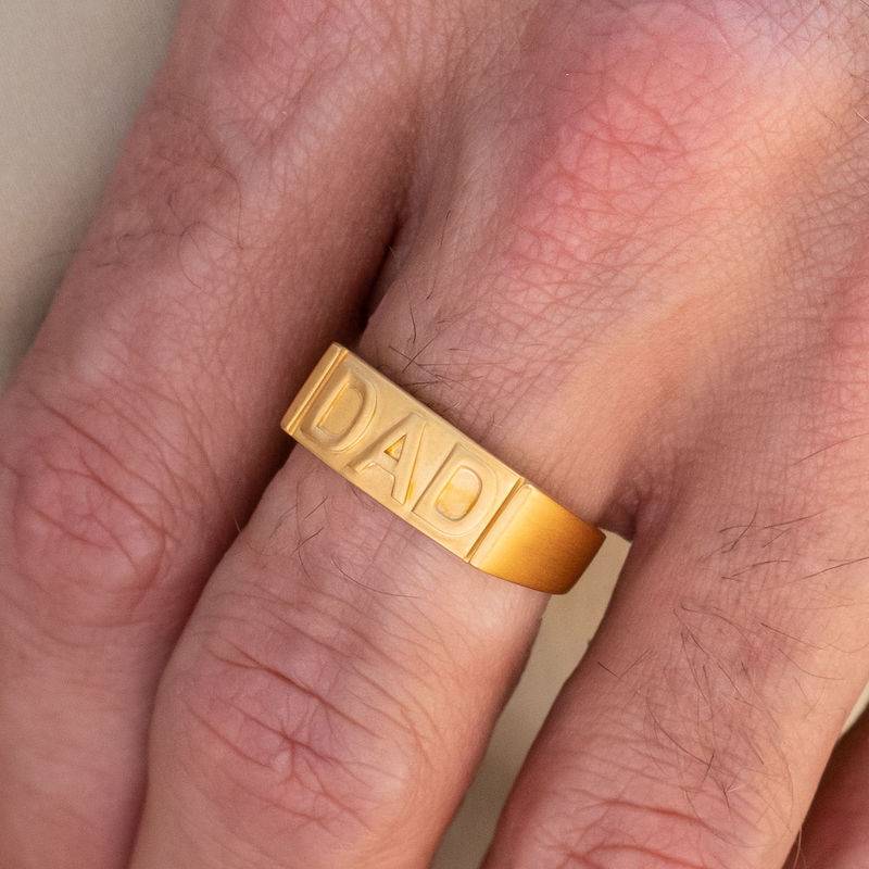 Dad Ring with Backside Engraving in 18K Gold Plating