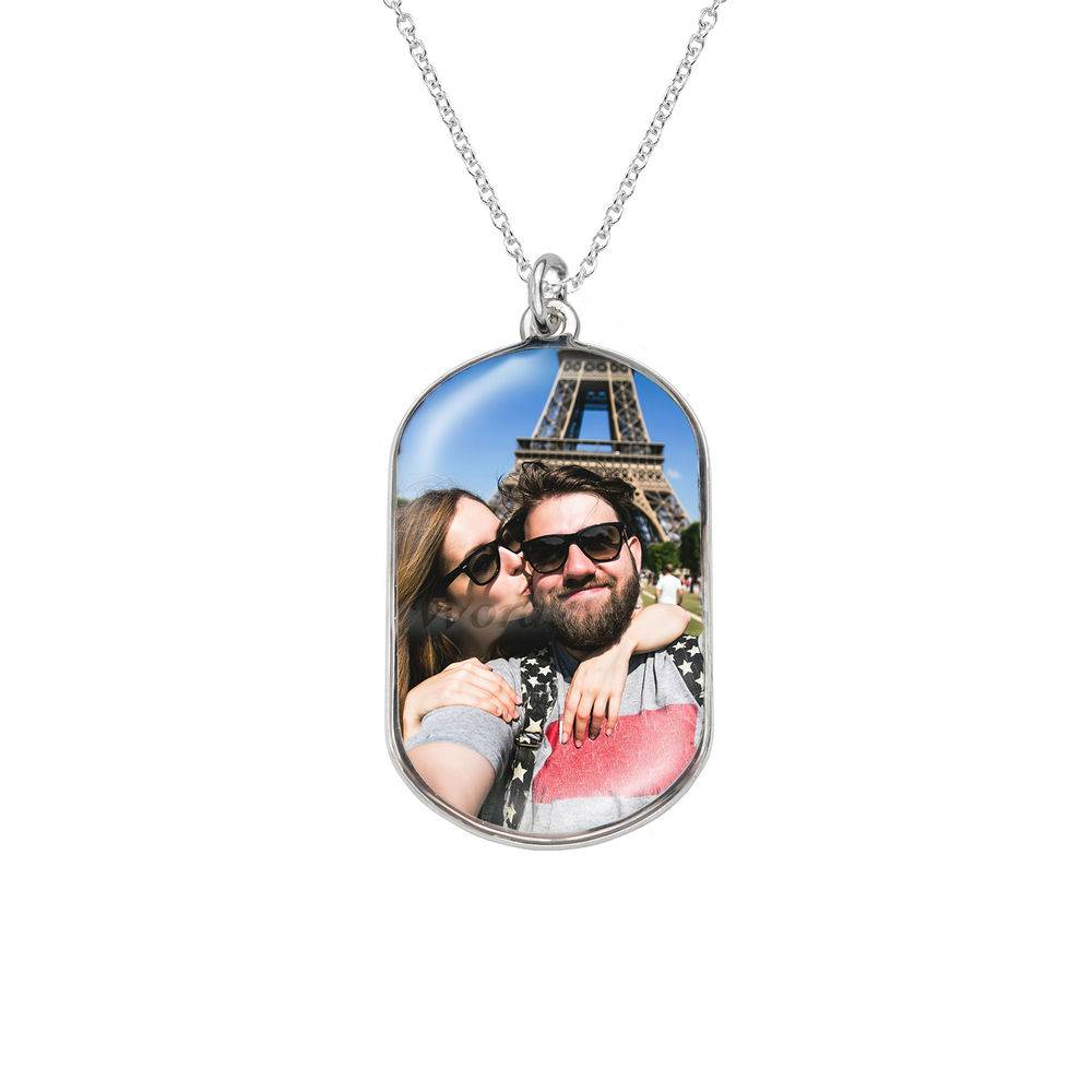 Dog tag photo necklace in Sterling Silver