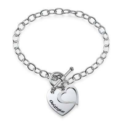 Silver Double Heart Charm Bracelet