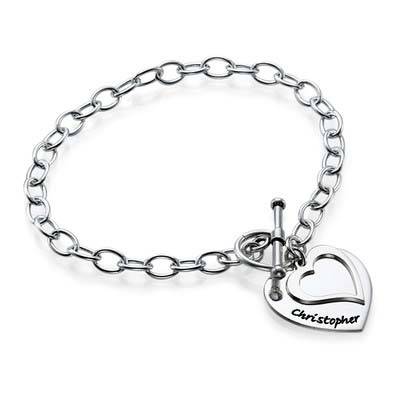 Silver Double Heart Charm Bracelet