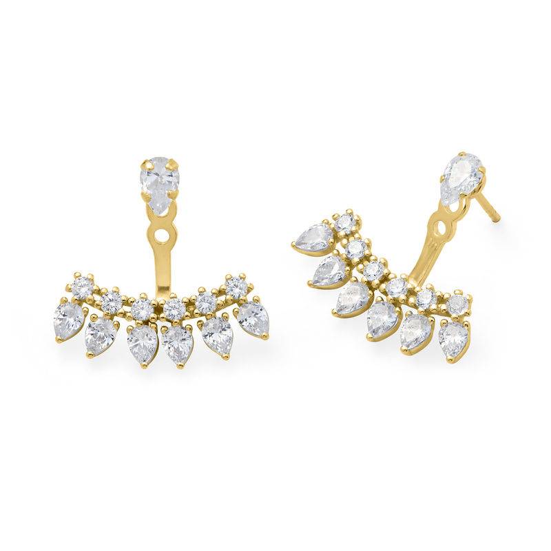 Ear Jacket Eearrings with Cubic Zirconia in Gold Plated