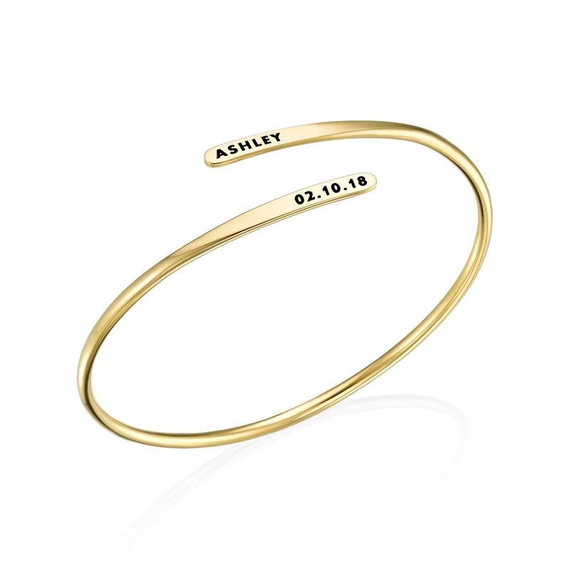 Engraved Adjustable 18k Gold Vermeil Cuff Bracelet