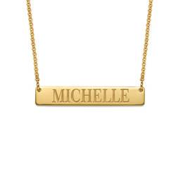 18k Gold Plated Engraved Bar Necklace
