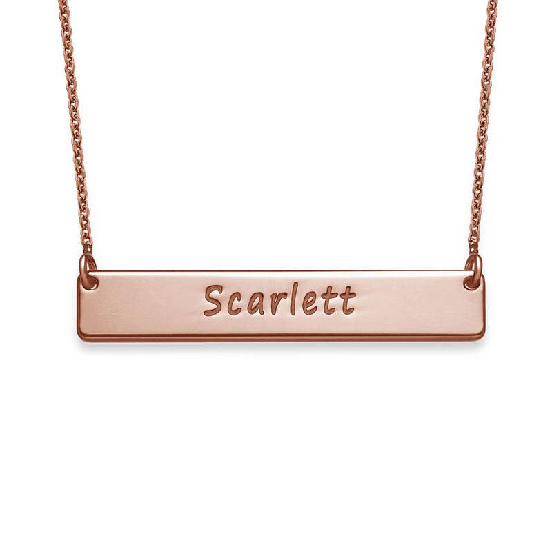 Engraved Bar Necklace with Rose Gold Plating