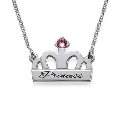 Engraved Crown Necklace in Silver