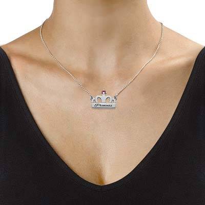 Engraved Crown Necklace in Silver