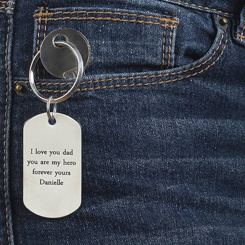 Engraved Dog Tag Keychain for Men