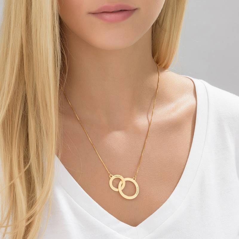 Engraved Eternity Circles Necklace in Gold Plating