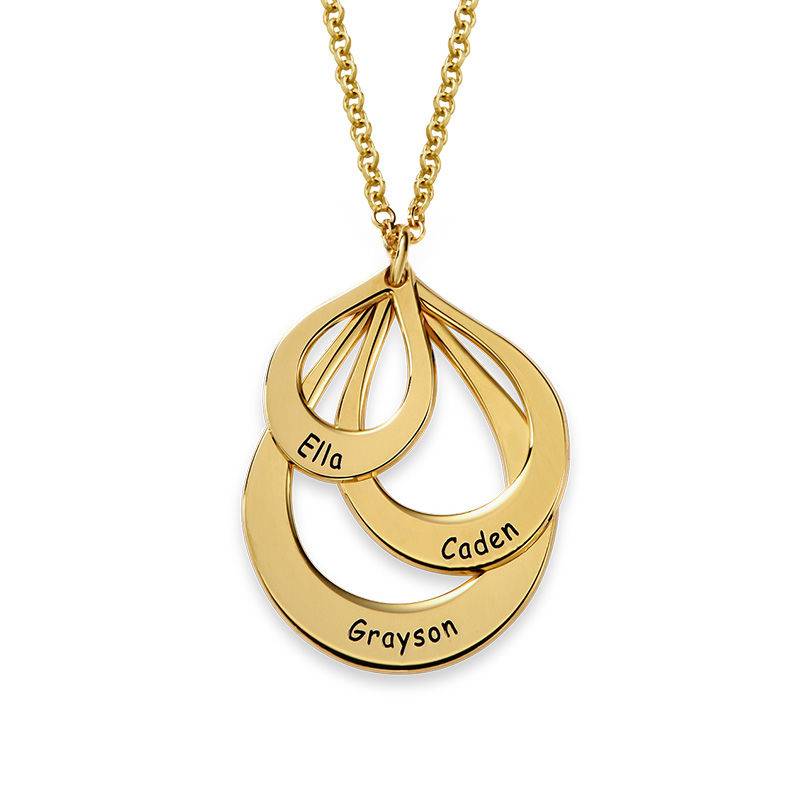 Engraved Family Necklace Drop Shaped in 18k Gold Vermeil