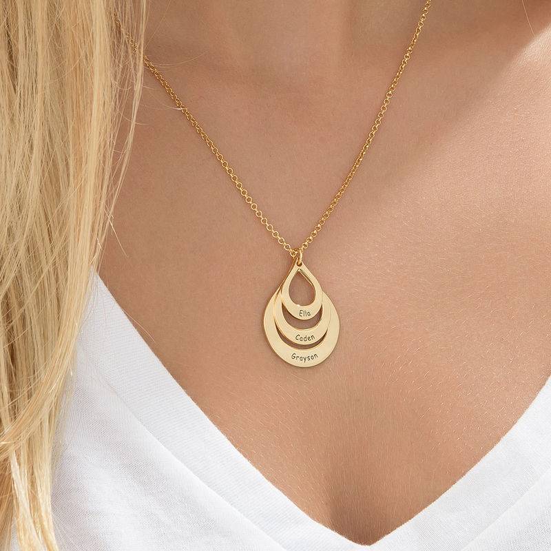 Engraved Family Necklace Drop Shaped in 18k Gold Vermeil