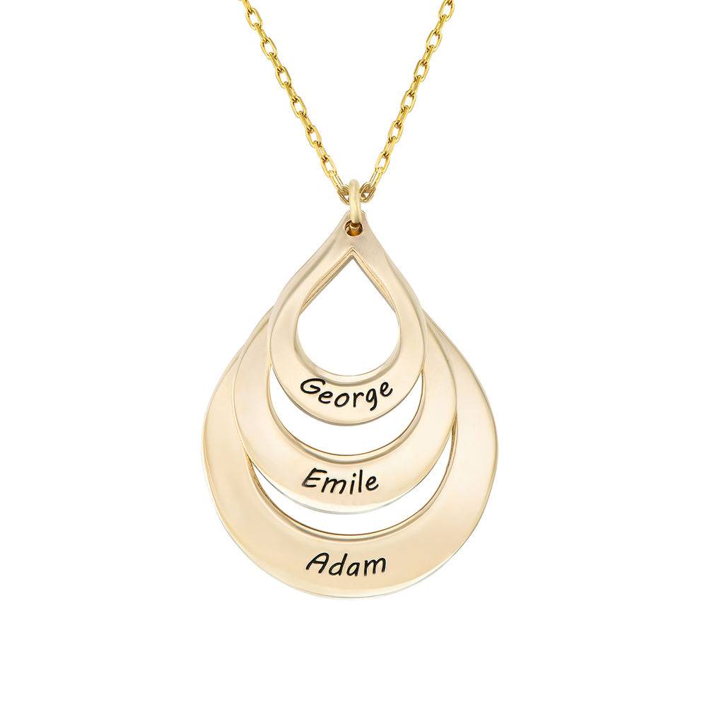 Engraved Family Necklace Drop Shaped in Gold 10K