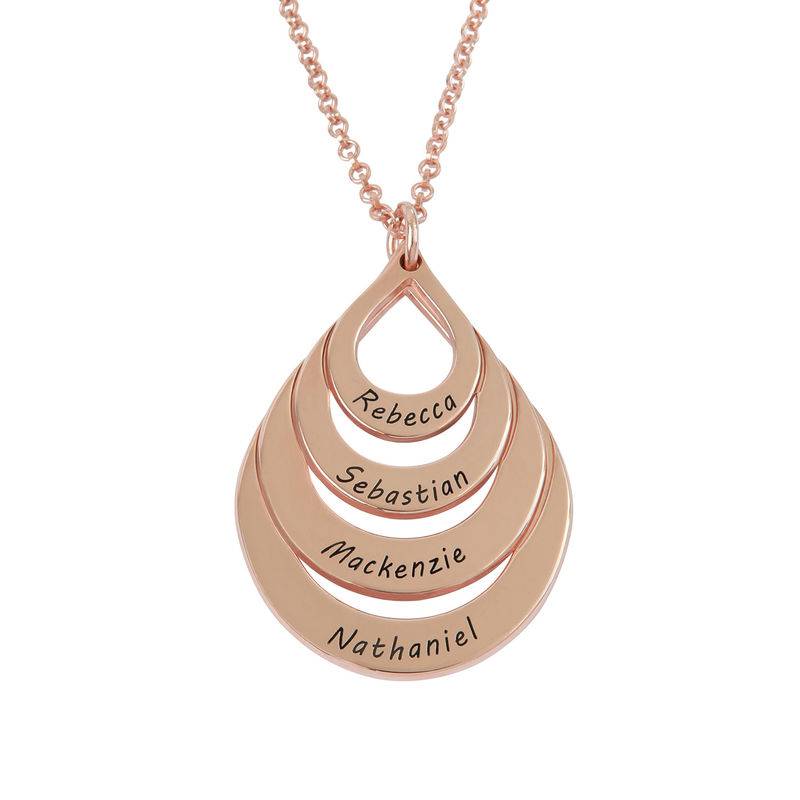 Engraved Family Necklace - Four Drops in Rose Gold Plating