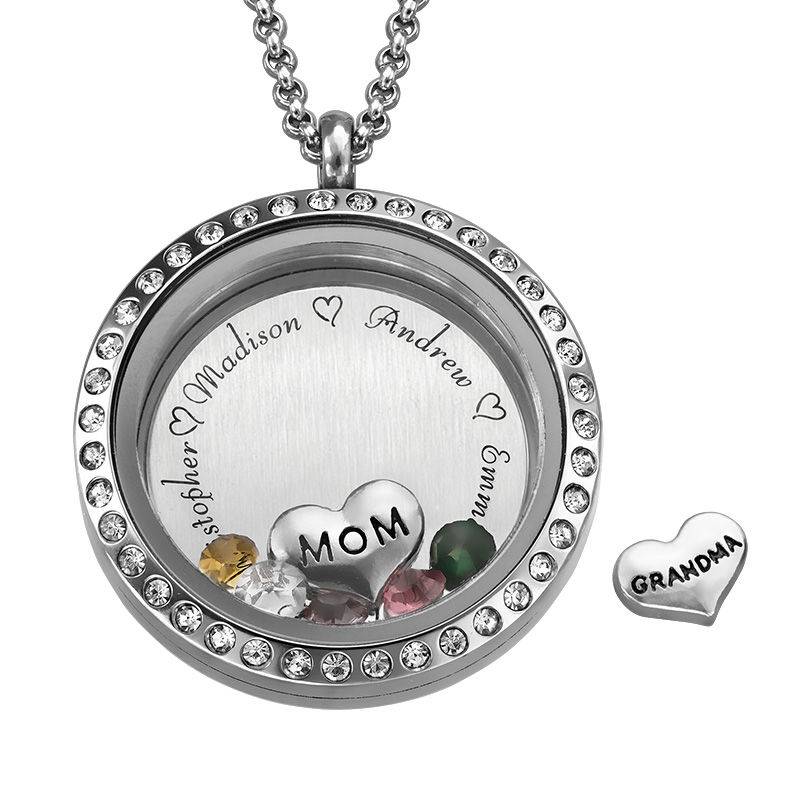 Engraved Floating Charms Locket - For Mom or Grandma