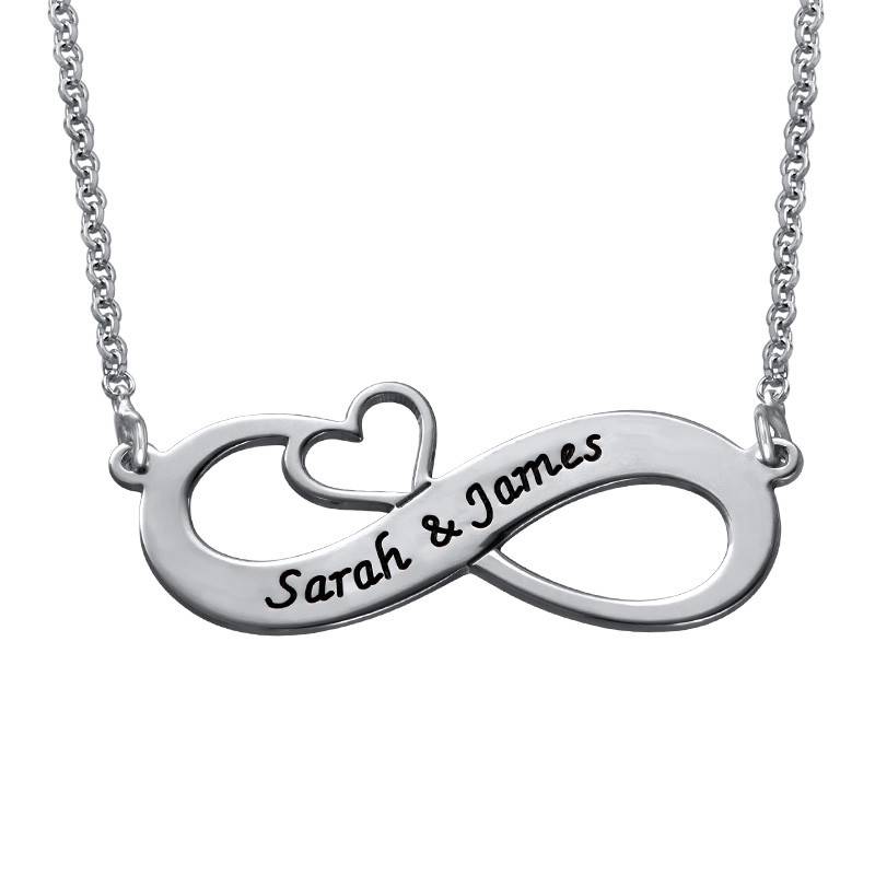Engraved Infinity Necklace with Cut Out Heart