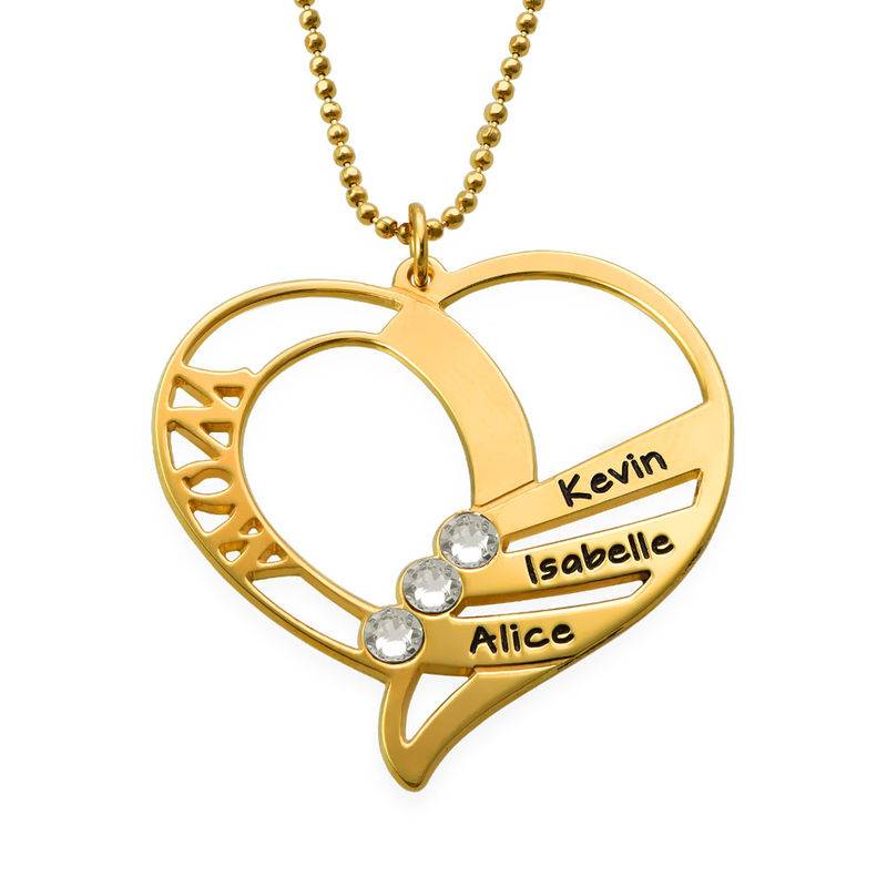 Engraved Mom Birthstone Necklace  - Gold Plated