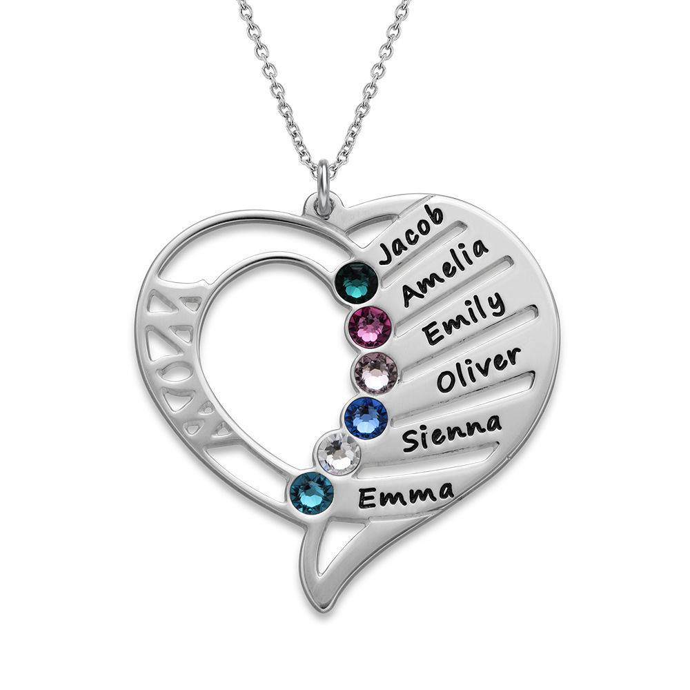 Engraved Mom Birthstone Necklace - Sterling Silver