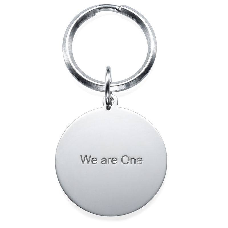 Engraved Round Photo Keychain in Sterling Silver