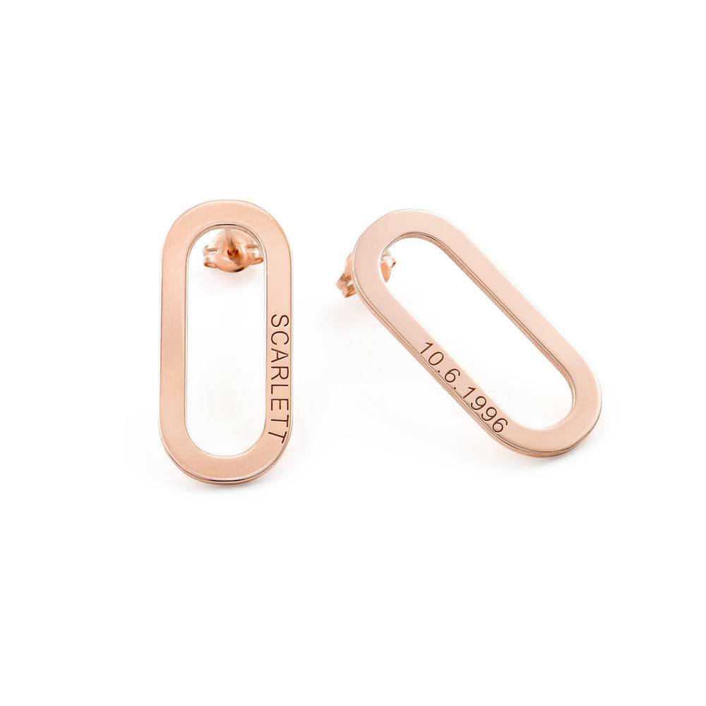 Engraved Single Link Chain Earrings with Engraving in Rose Gold Plating-1 product photo