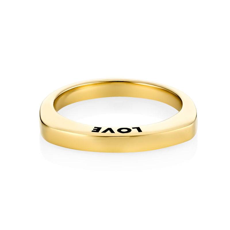 Engraved Square Ring Band in Gold Plating