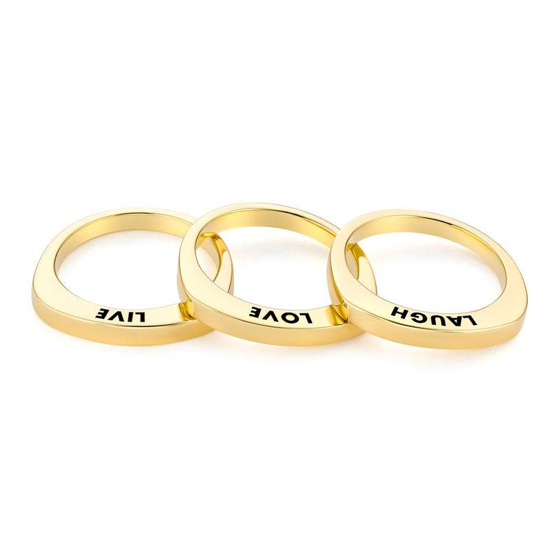 Engraved Square Ring Band in Gold Plating