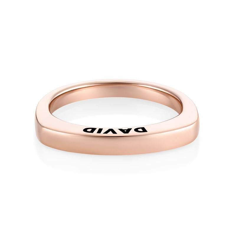 Engraved Square Ring Band in Rose Gold Plating