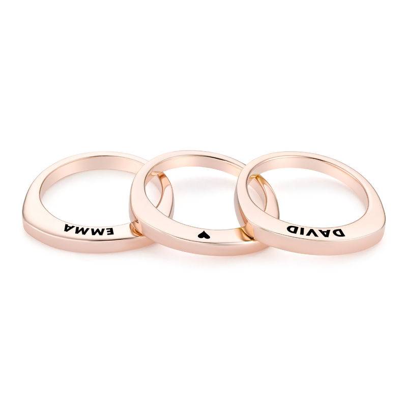 Engraved Square Ring Band in Rose Gold Plating