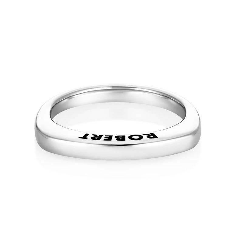 Engraved Square Ring Band in Sterling Silver