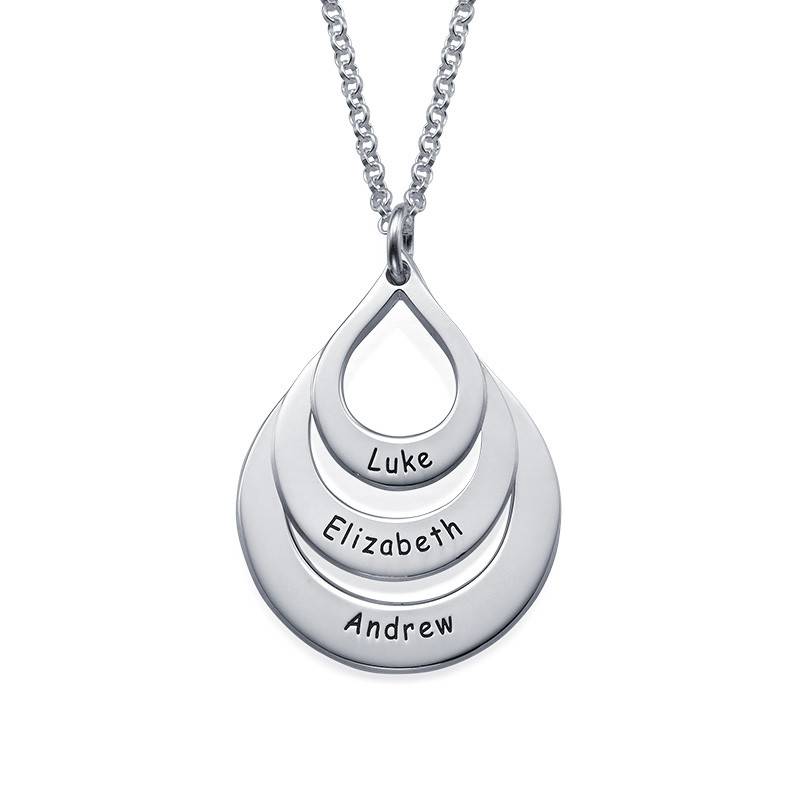 Engraved Family Necklace  Drop Shaped