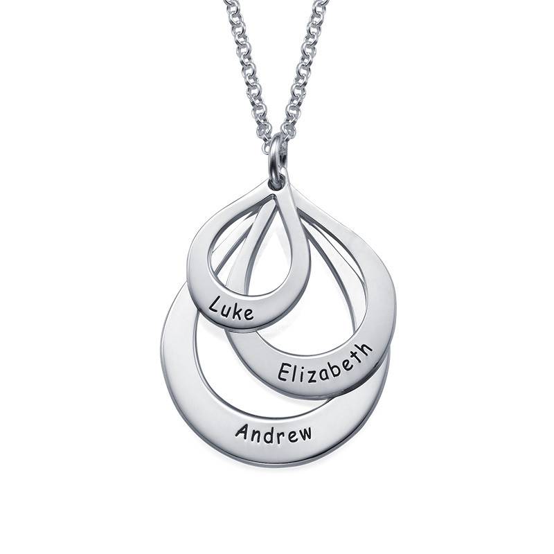 Engraved Family Necklace  Drop Shaped